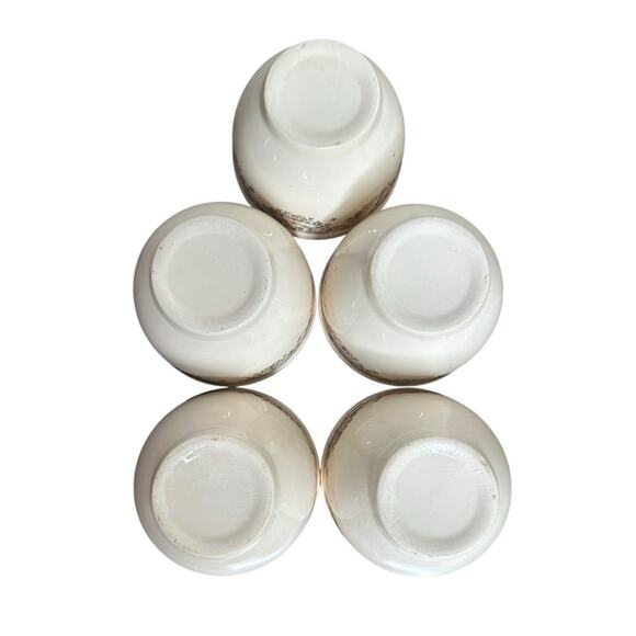 Vtg Nasco Ivory with Gold Floral Scroll Soup Fruit Cup Bowls Set of 5 2.75" Tall - Picture 7 of 10